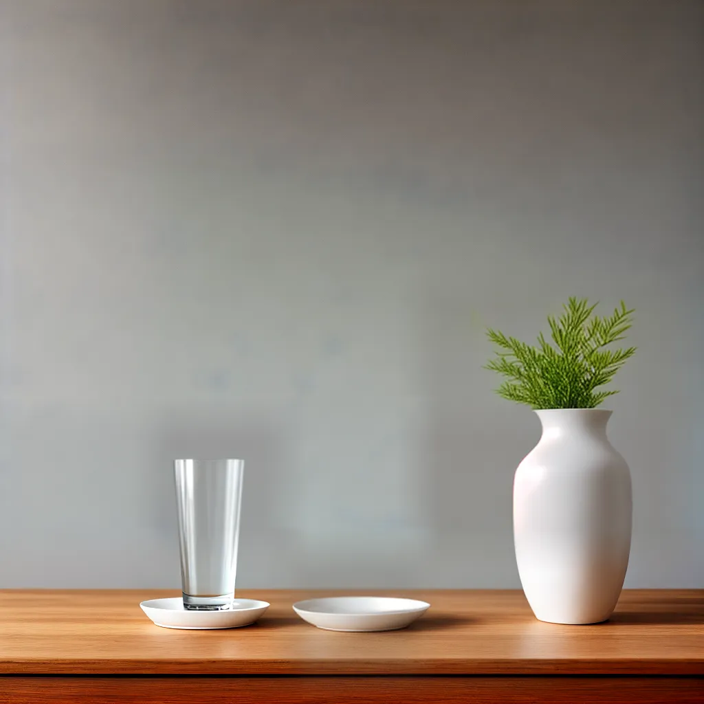 vaso gesso branco elegante mesa madeira