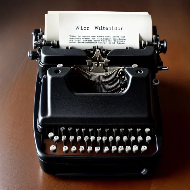 maquina escrever vintage livros madeira