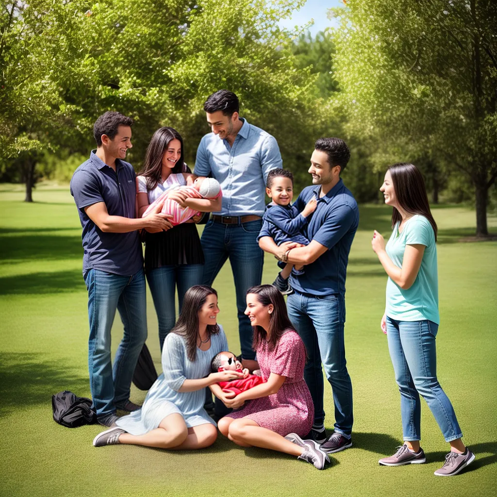 familia feliz parque bebe italiano