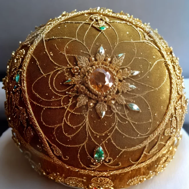 coroa ouro detalhes gemas