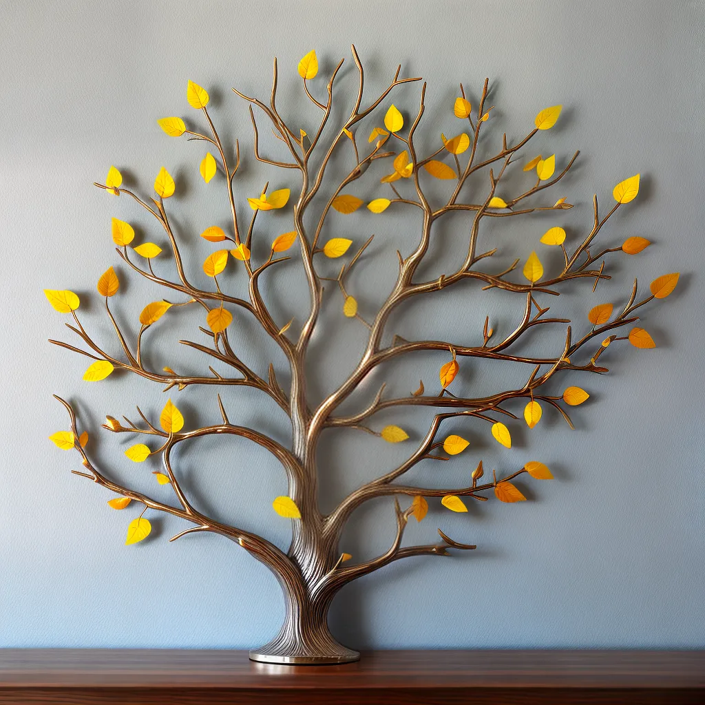 decoracao parede arvore metal folhas passaros