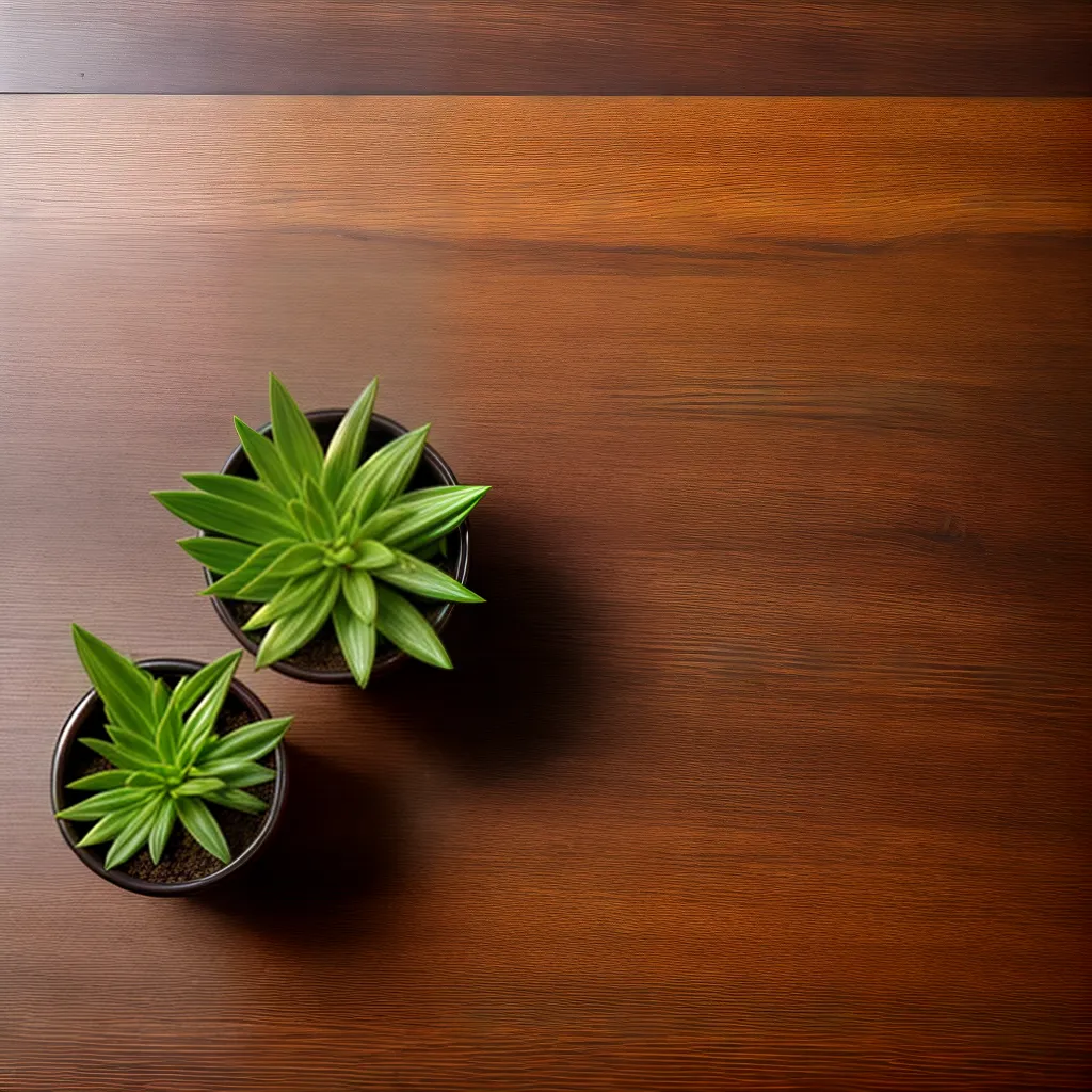 mesa madeira polida plantinha