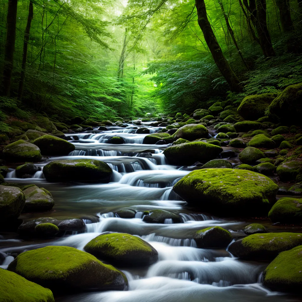 floresta serena rio sol natureza