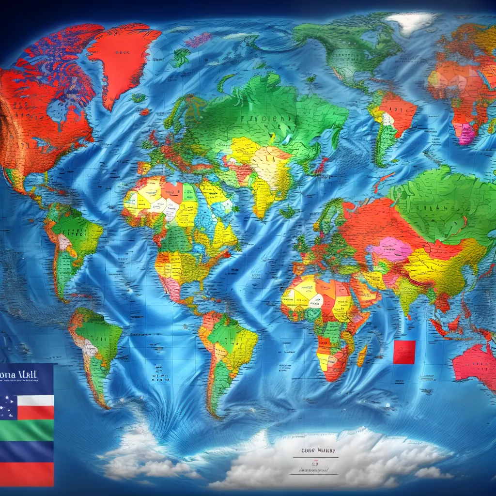 mapa mundial bandeiras nomes internacionais
