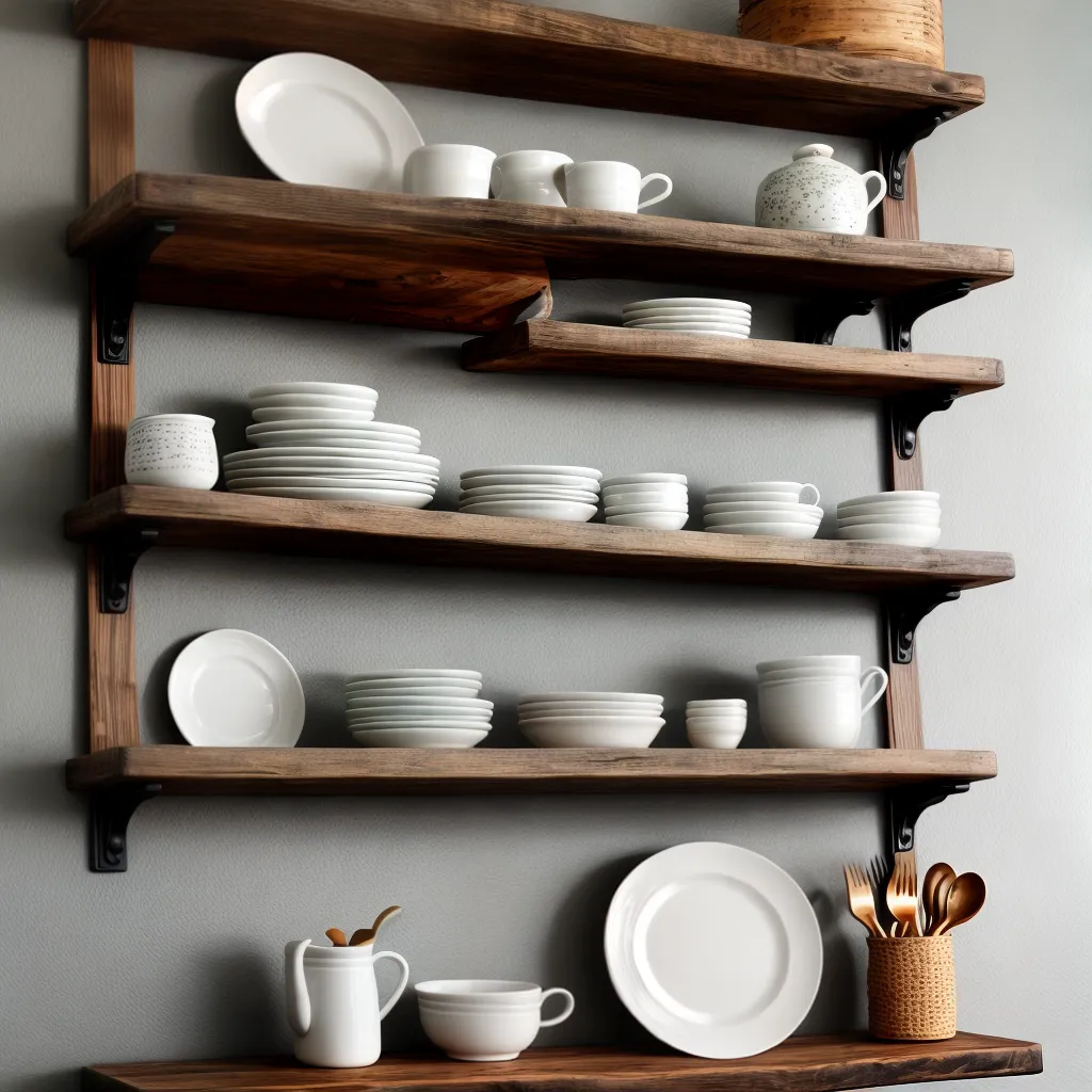 prateleira madeira pratos ceramicos utensilios