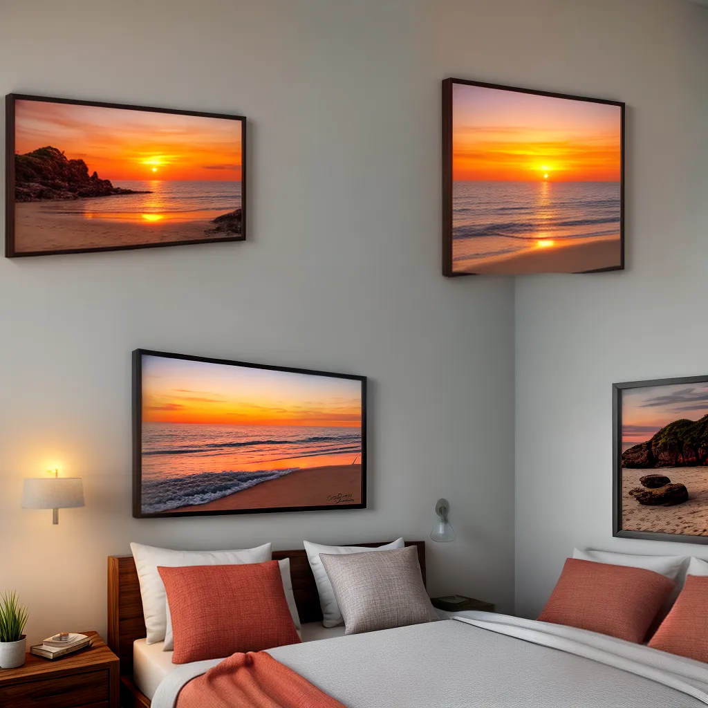 pintura por do sol praia romantico