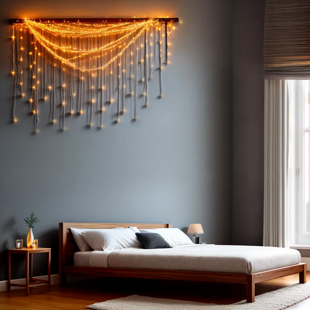 decoracao parede casal vines luzes