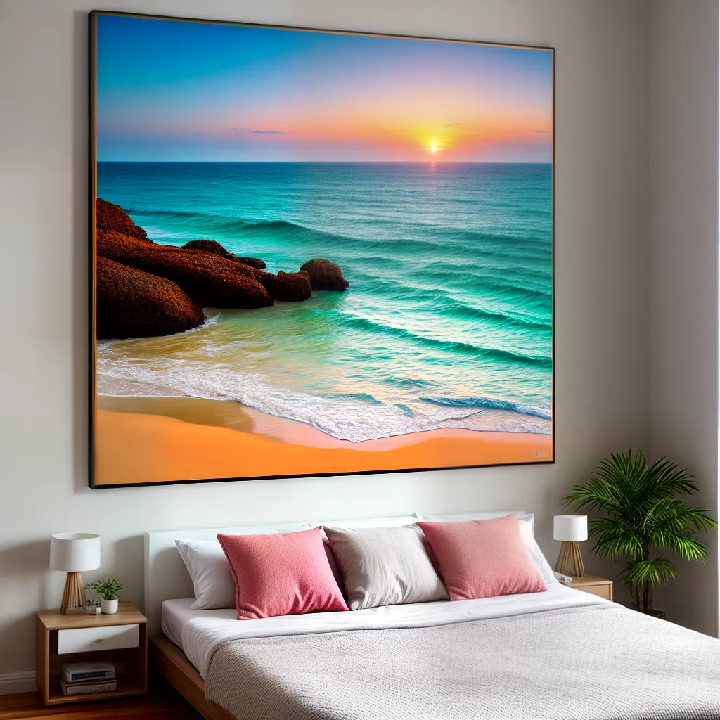 pintura por do sol praia casal