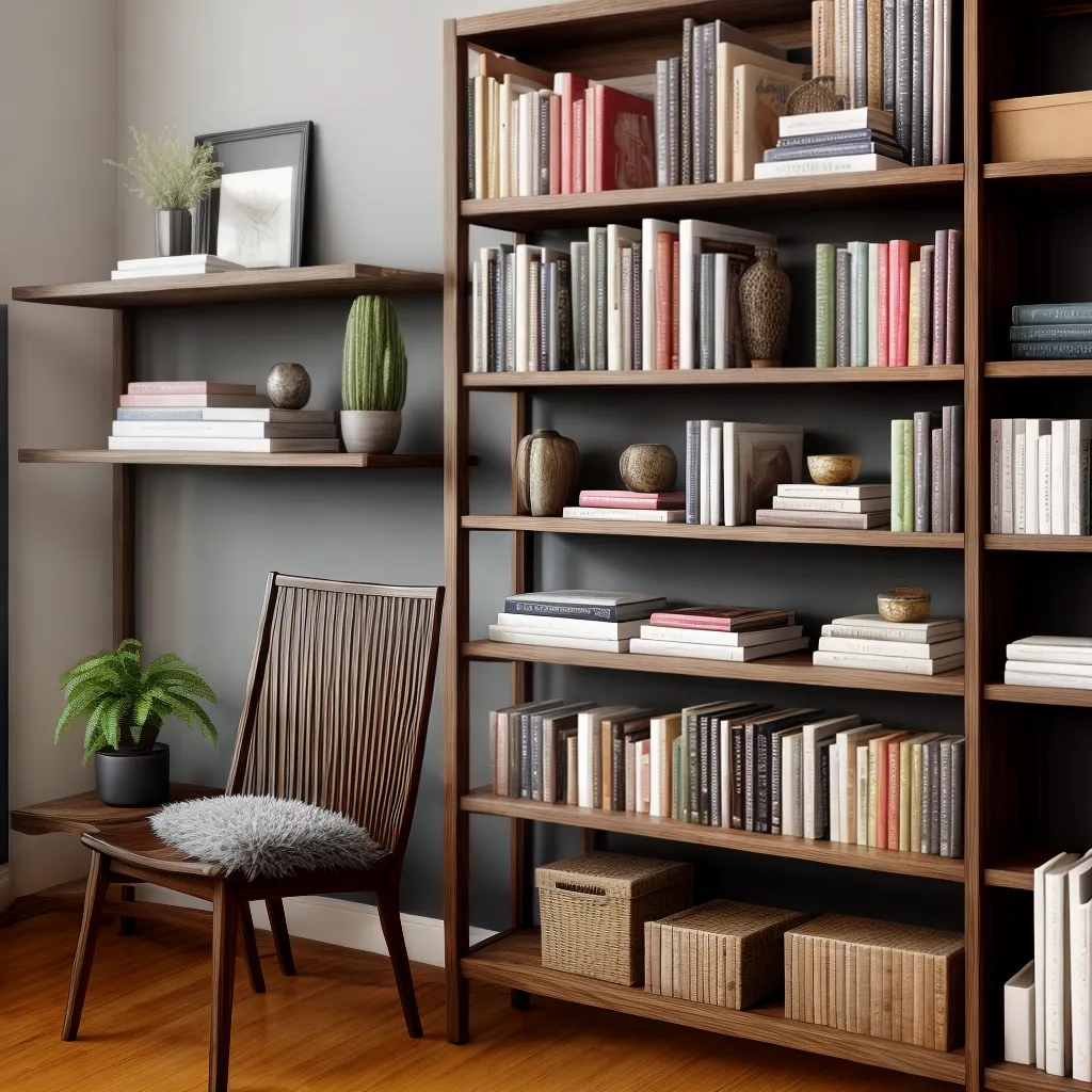 estante decorativa organizada livros