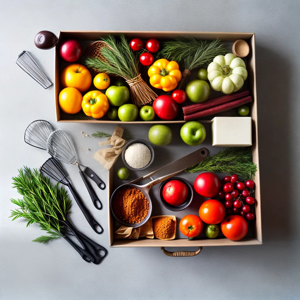 presente chef utensilios cozinha ingredientes
