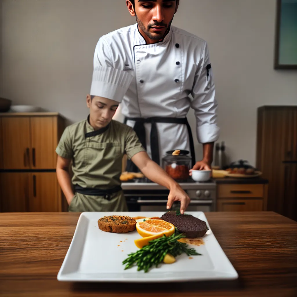 chef sorridente utensilios presente