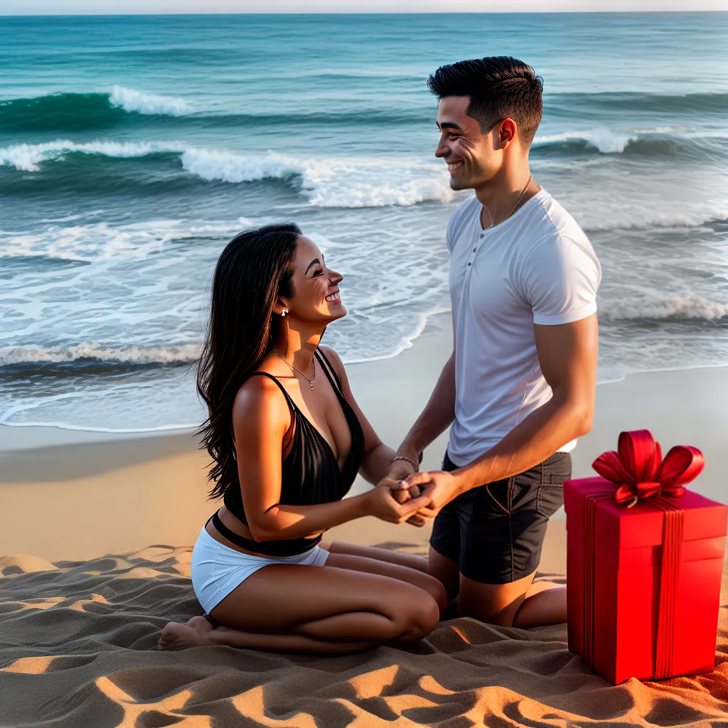 casal praia por do sol presente aniversario
