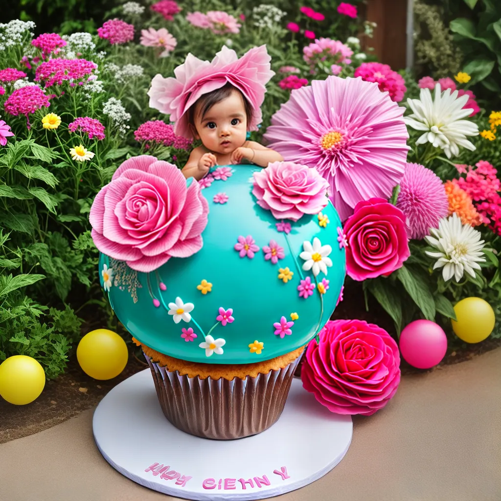 Magical Unicorn A baby girl dressed in a unicorn costume surrounded by whimsical decorations and a unicorn themed cake celebrating her first month of life Magical Unicorn A baby girl dressed in a unicorn costume surrounded by whimsical decorations and a unicorn themed cake celebrating her first month of life
