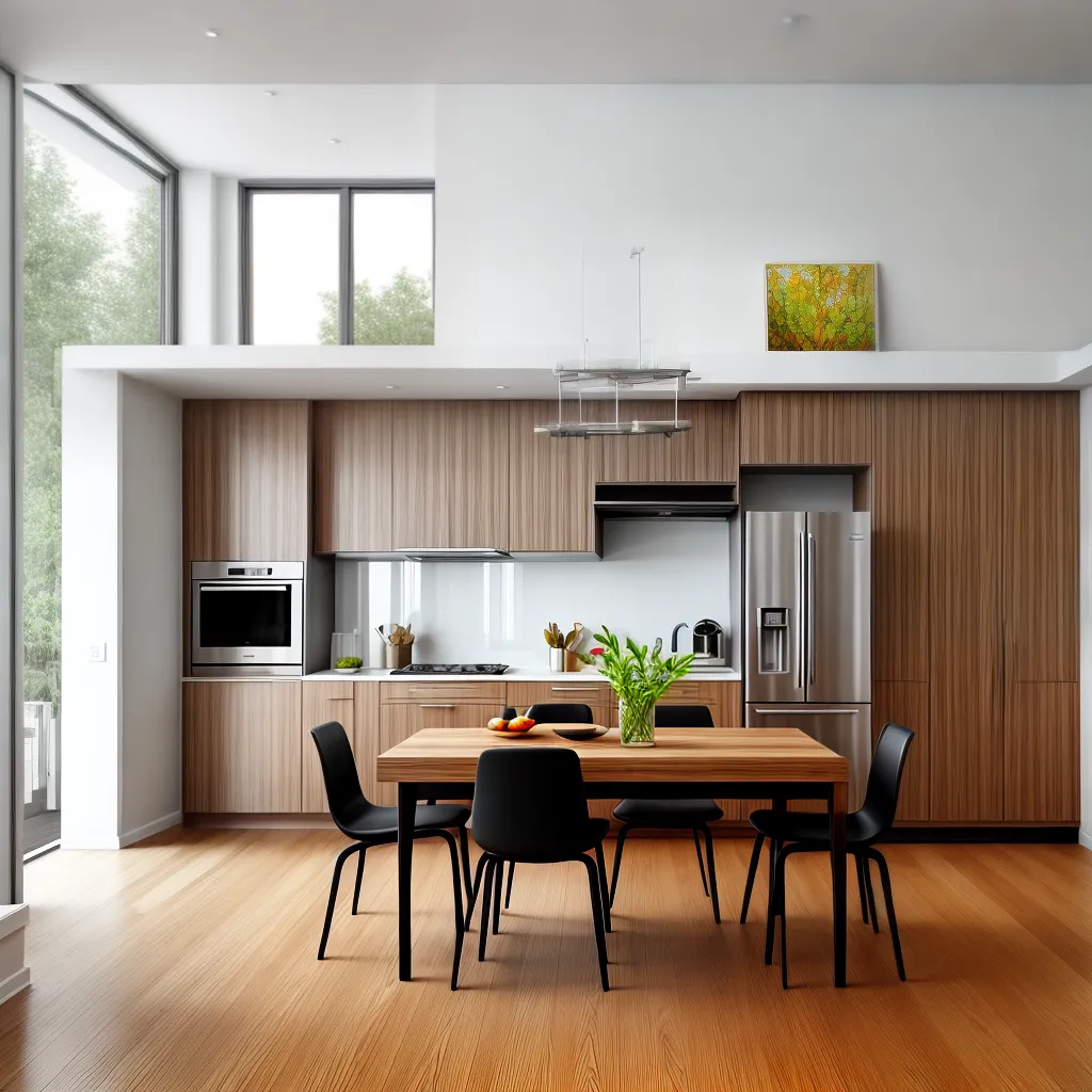 cozinha moderna mesa madeira easels