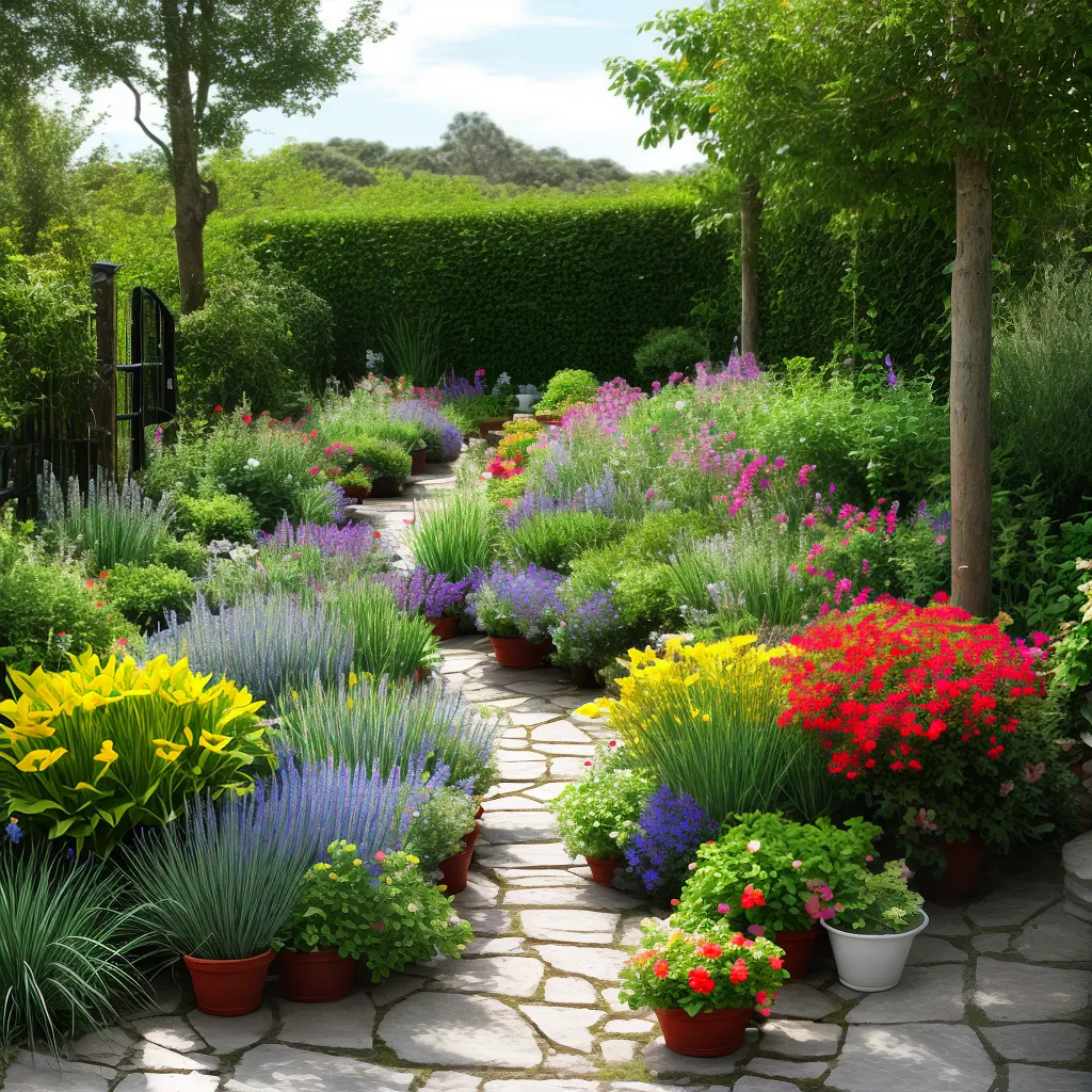 jardim plantas cavaletes colorido