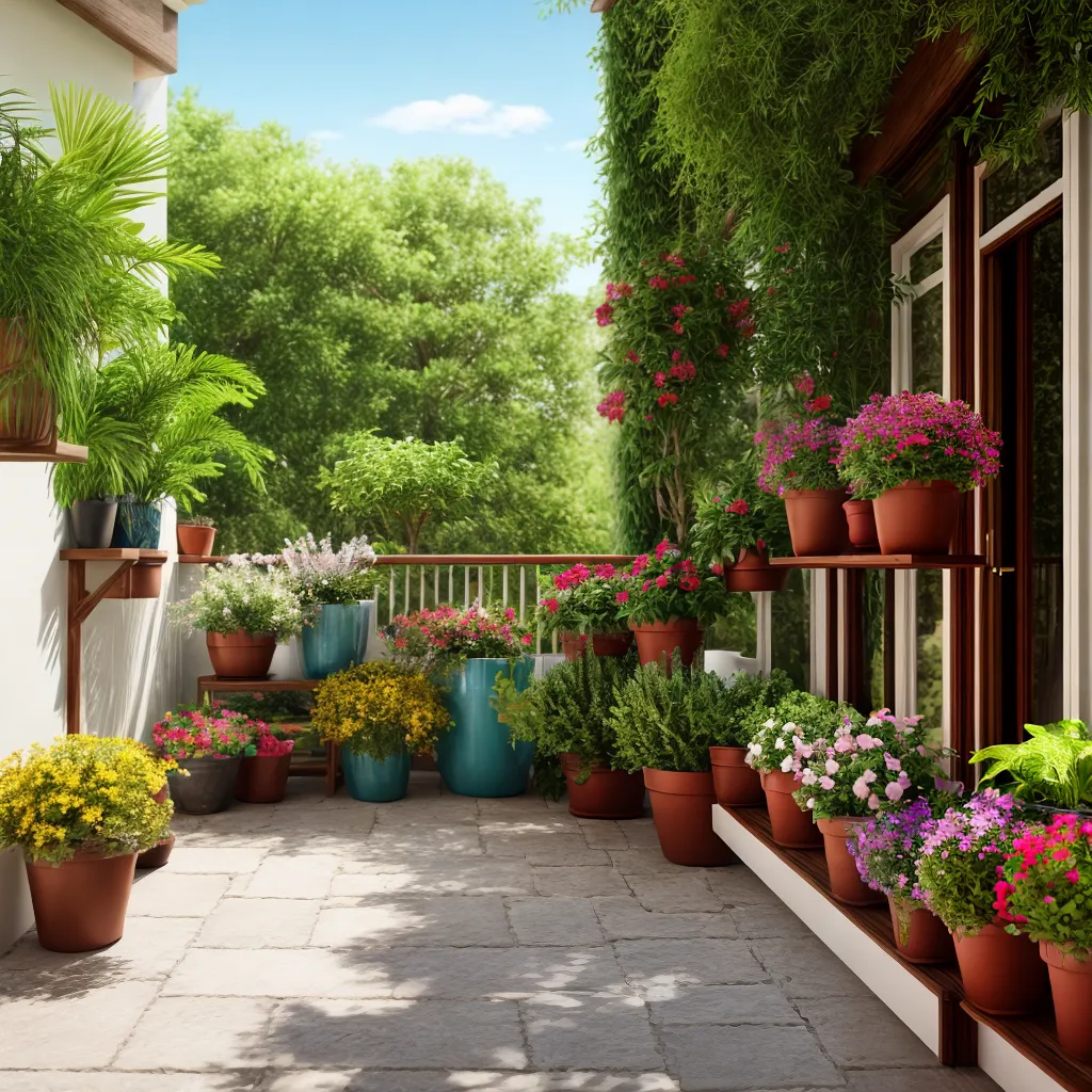 varanda ensolarada cavaletes plantas vibrantes