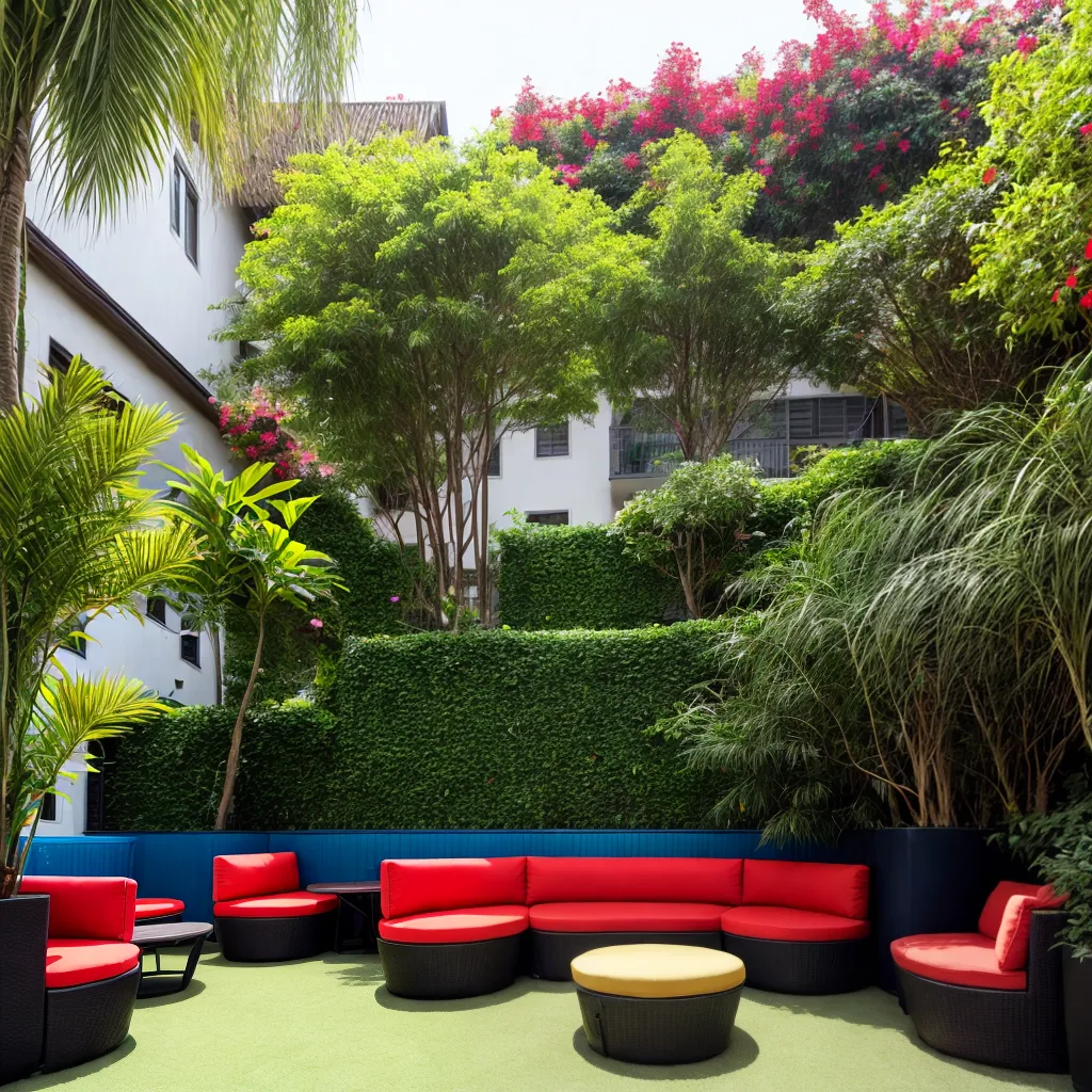 area comum decorada cavaletes coloridos area comum decorada cavaletes coloridos