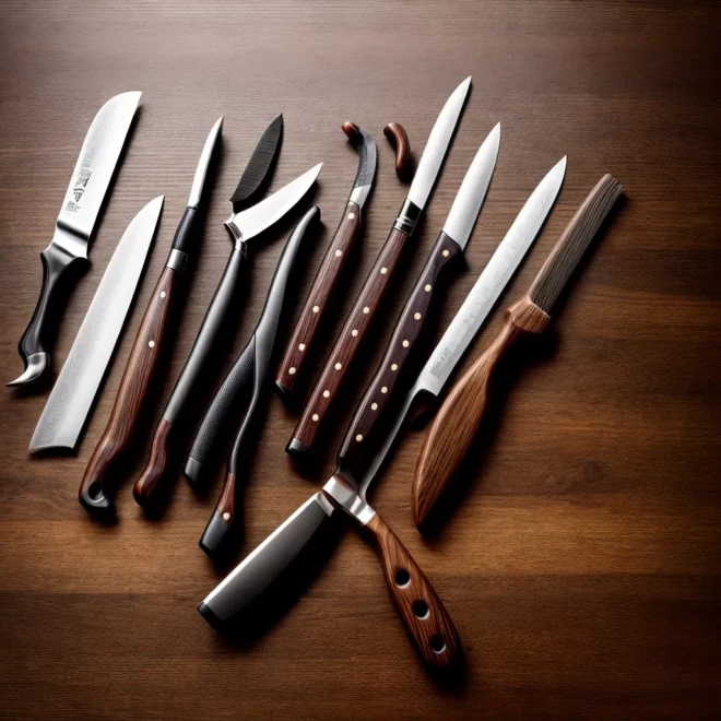 facas culinarias variedade tabua madeira