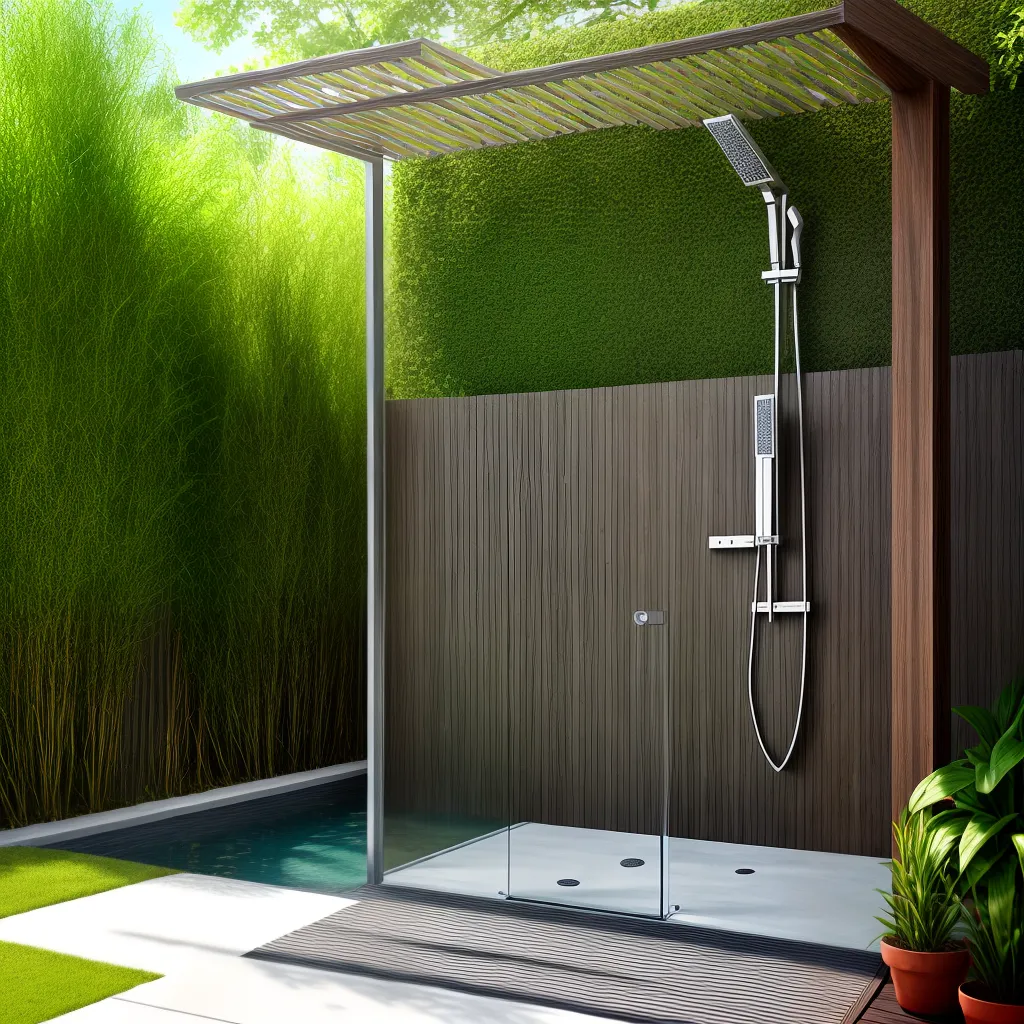 jardim ensolarado ducha ao ar livre 1