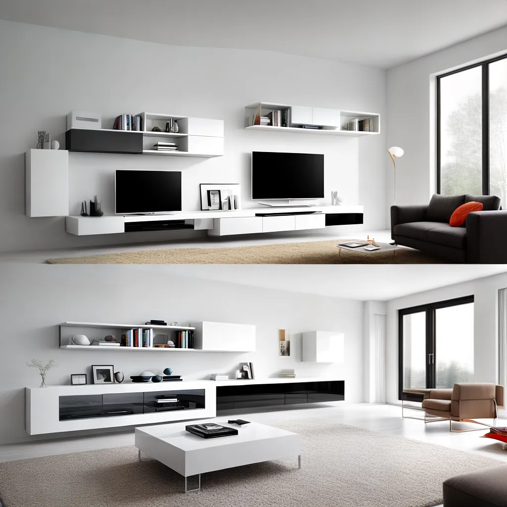 sala minimalista branca moveis embutidos