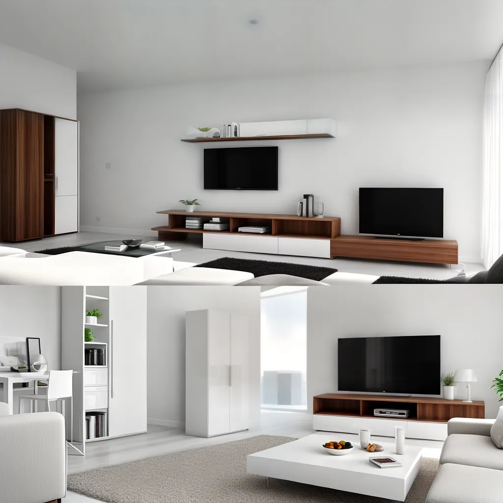 sala minimalista branca moveis integrados