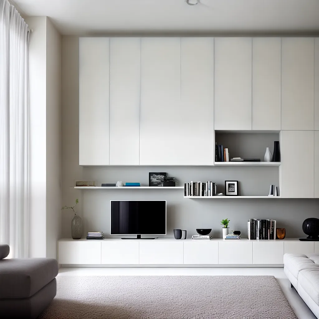 sala minimalista moveis brancos