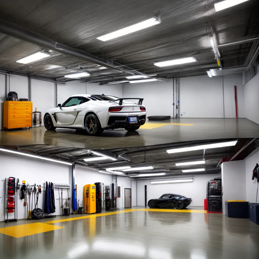 garagem moderna piso concreto carro