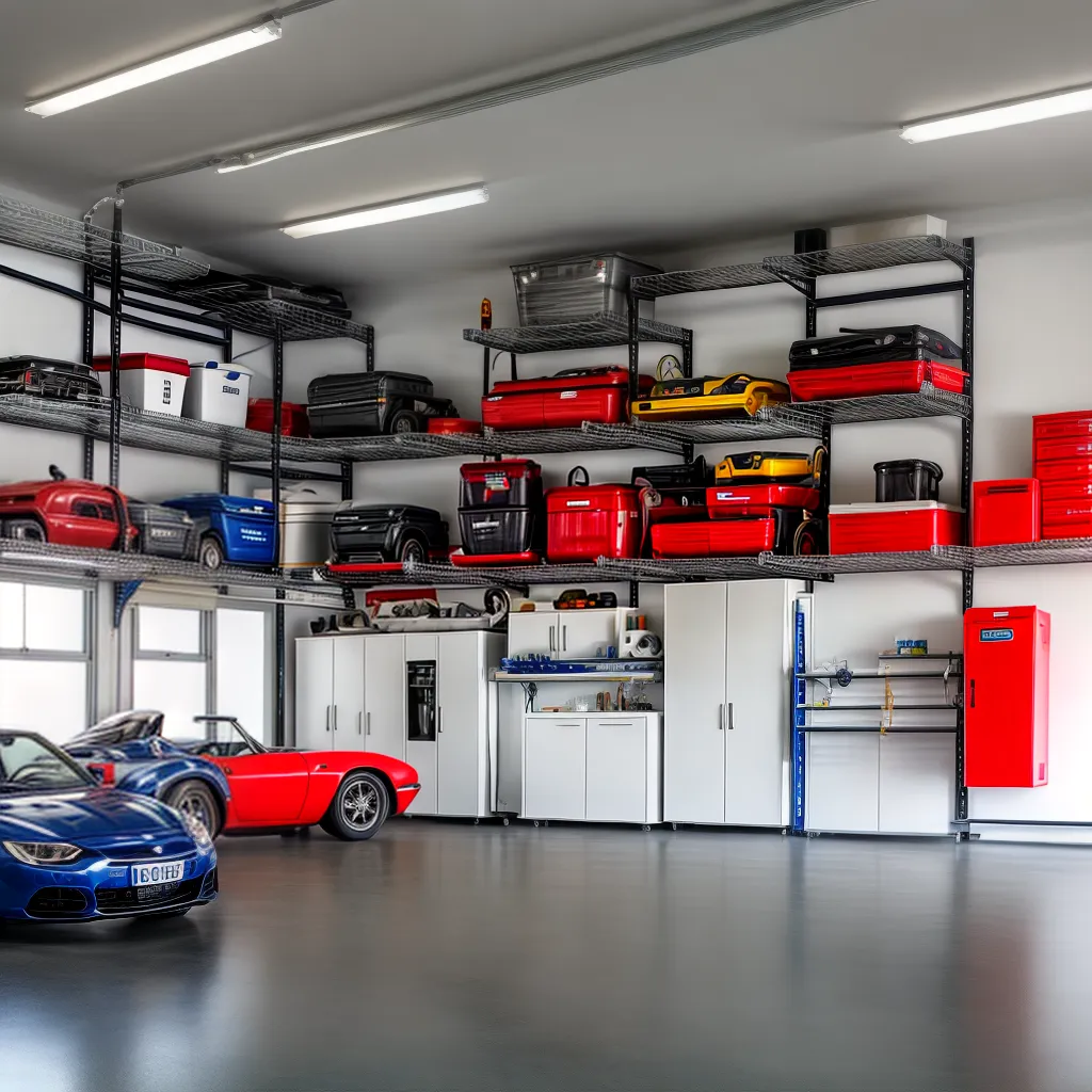 garagem concreto brilhante organizada