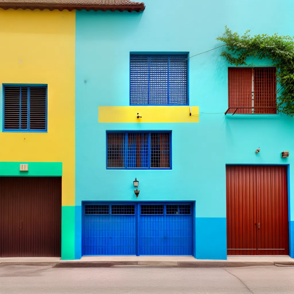 garagem colorida azulejos vibrantes