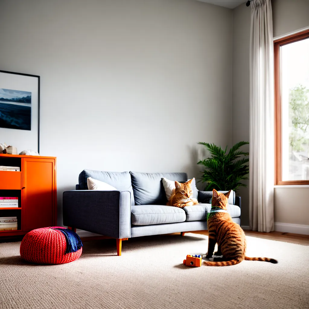 gato laranja brincando sala iluminada gato laranja brincando sala iluminada