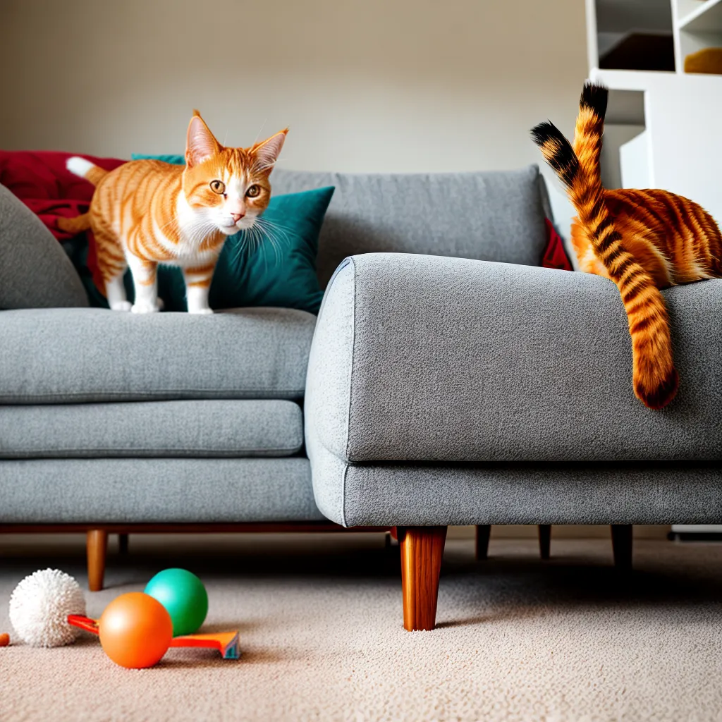 gato laranja brincando sala estimulante