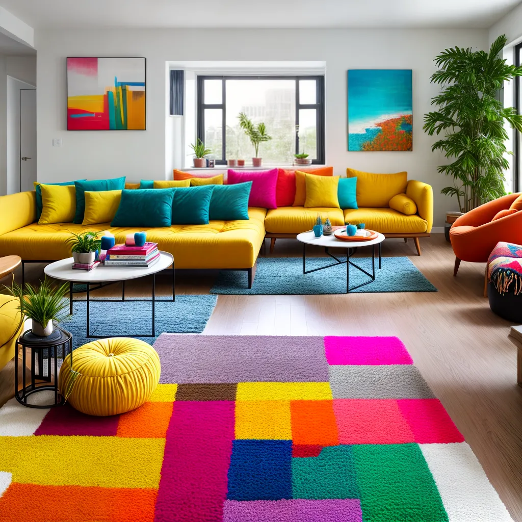 sala colorida sofa alegre plantas