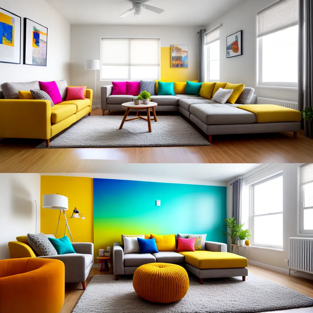 sala vibrante almofadas coloridas arte
