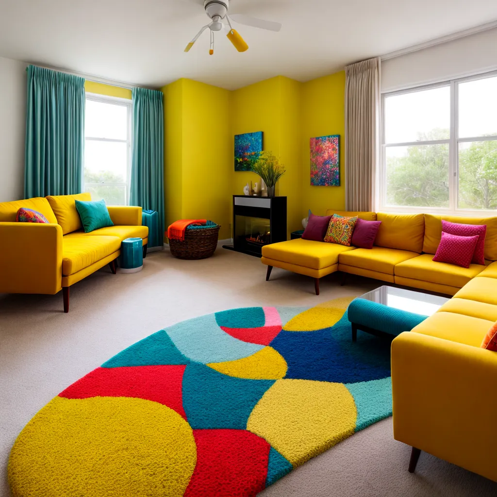 sala vibrante sofa colorido arte