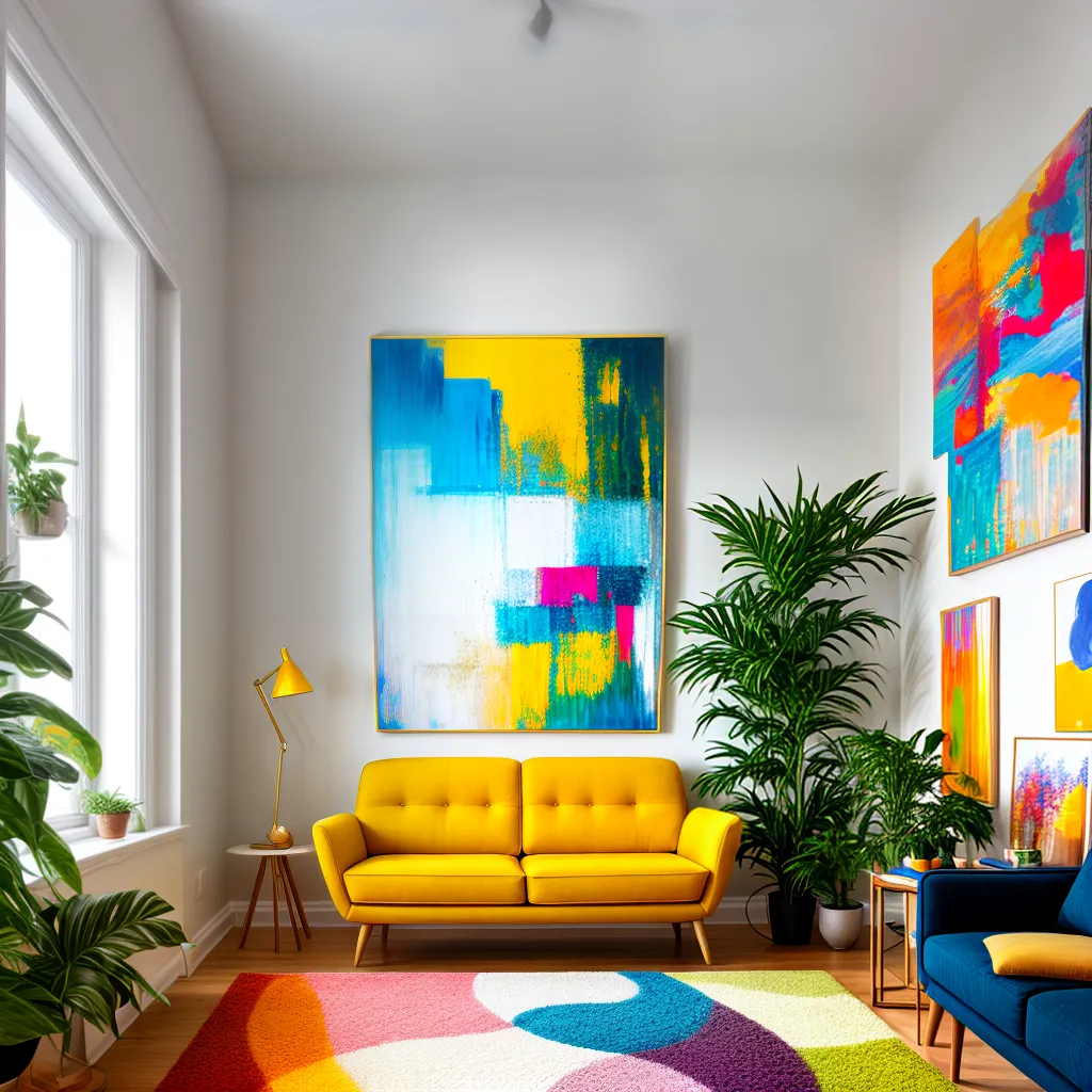 sala vibrante sofa colorido arte 1