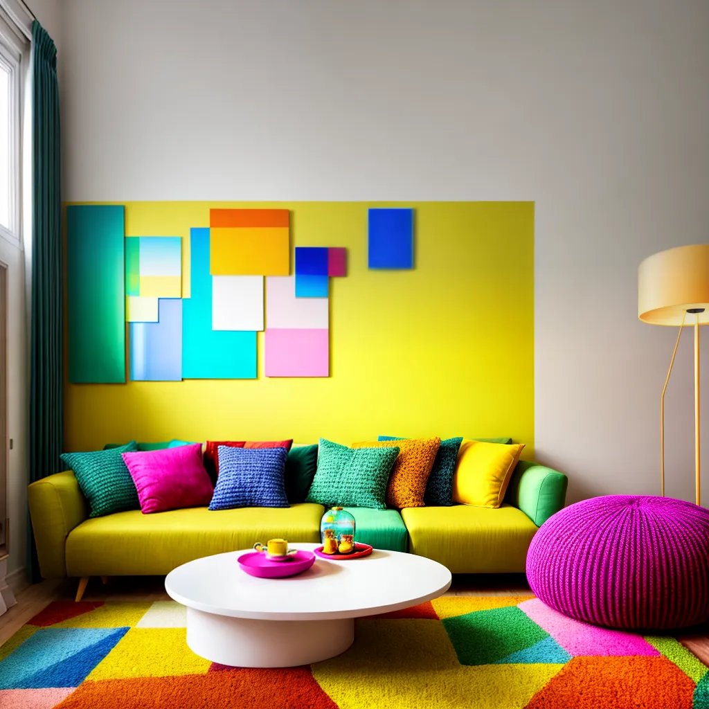 sala vibrante sofa colorido arte 2
