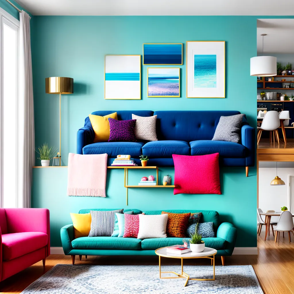 sala colorida sofa arte vibrante