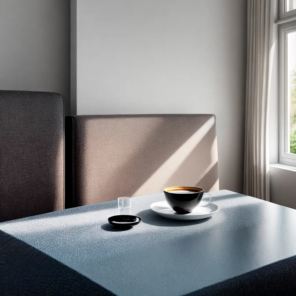 sala minimalista luz natural mesa areia almofadas