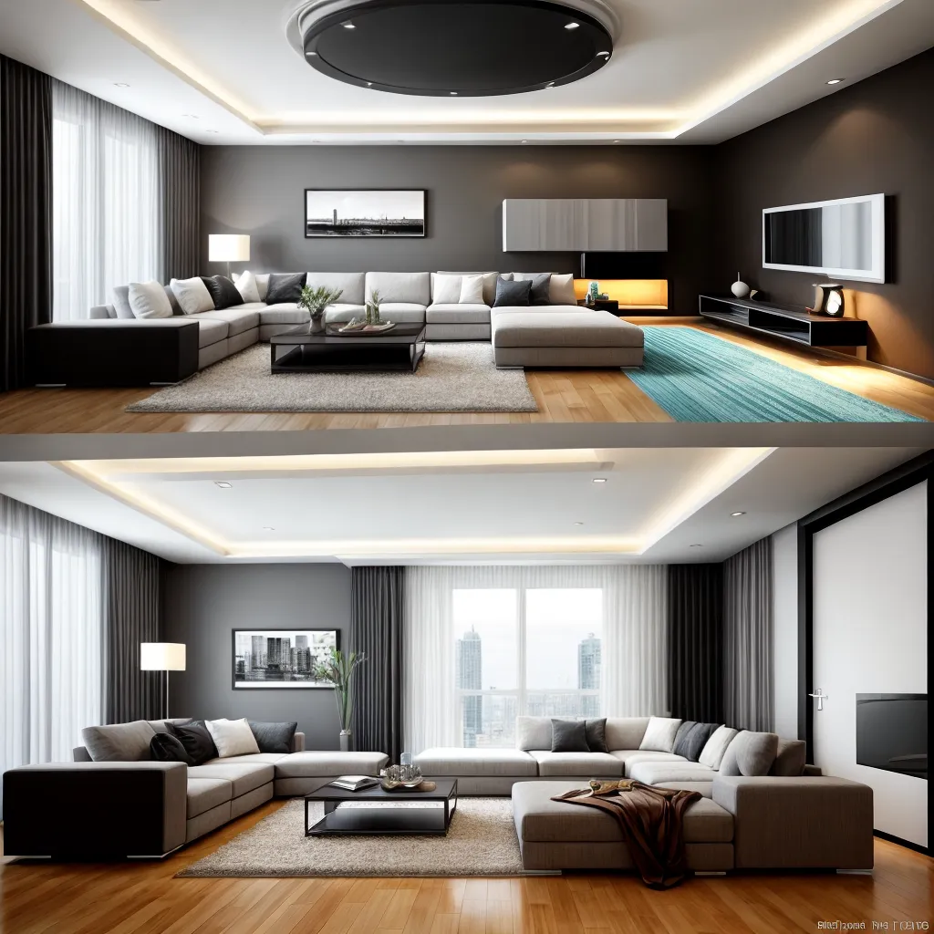 sala estar moderna iluminada led