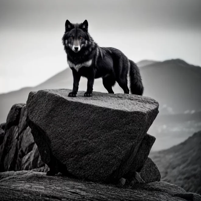 lobo majestoso cliff preto branco