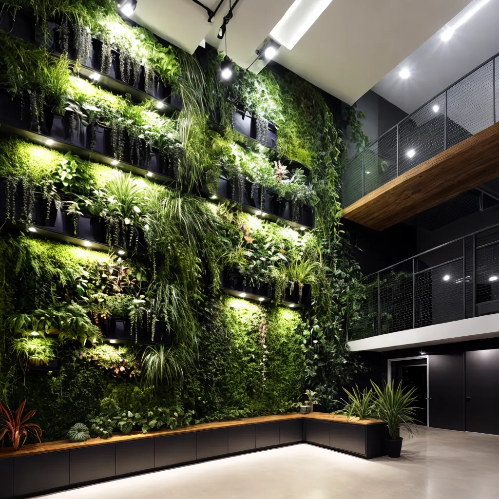 parede verde plantas loft industrial