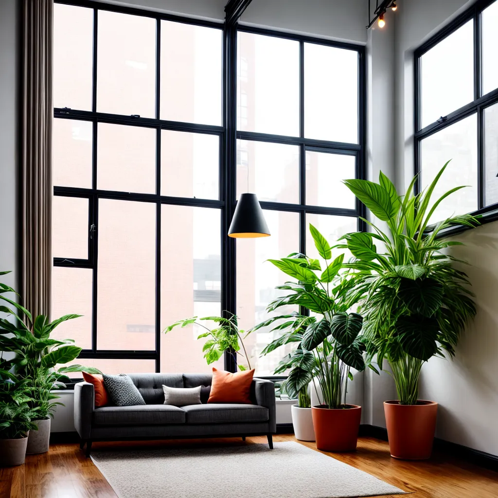 loft janelas tijolos verde natureza