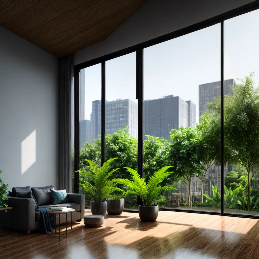 loft janela verde plantas industrial