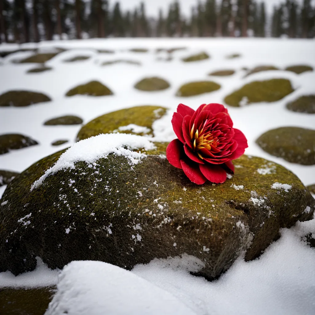 camelia vermelha neve inverno 1 camelia vermelha neve inverno 1