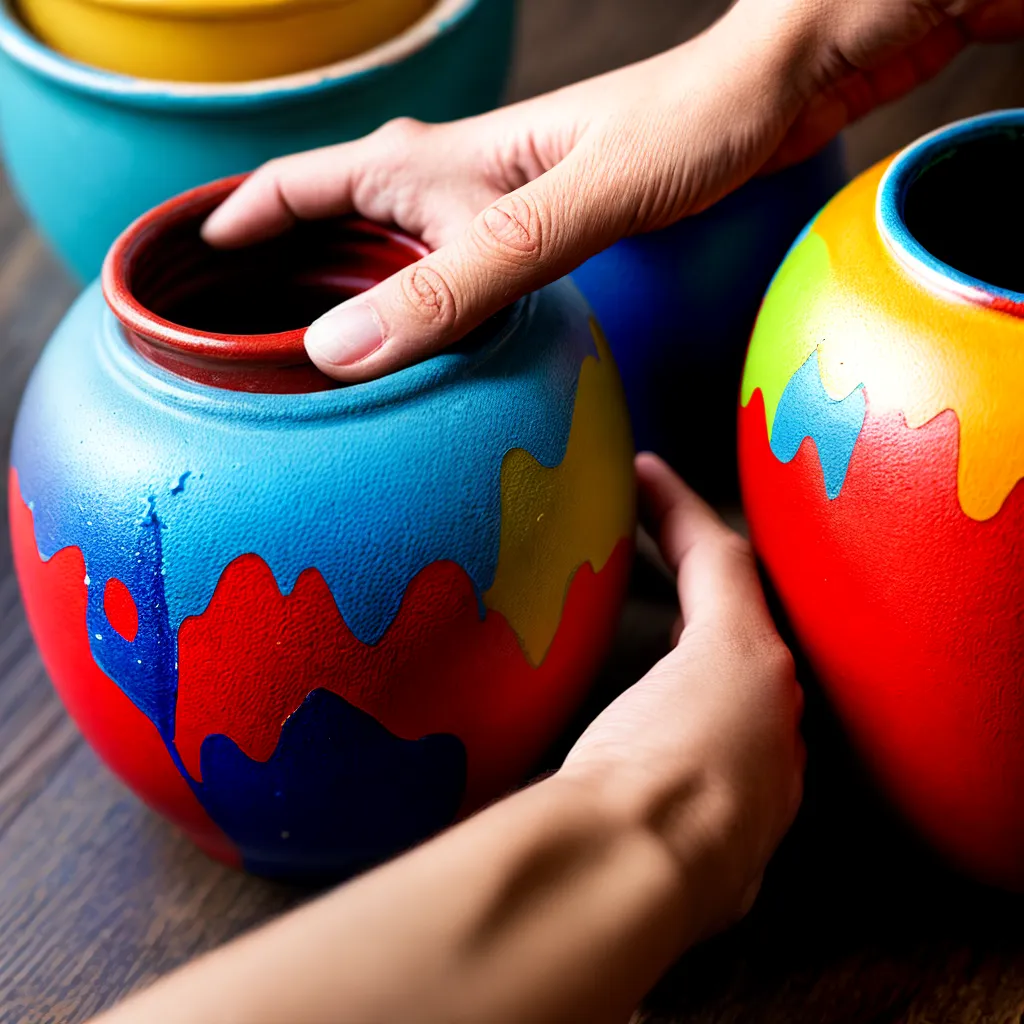 pintura maos artesanato vaso terracota