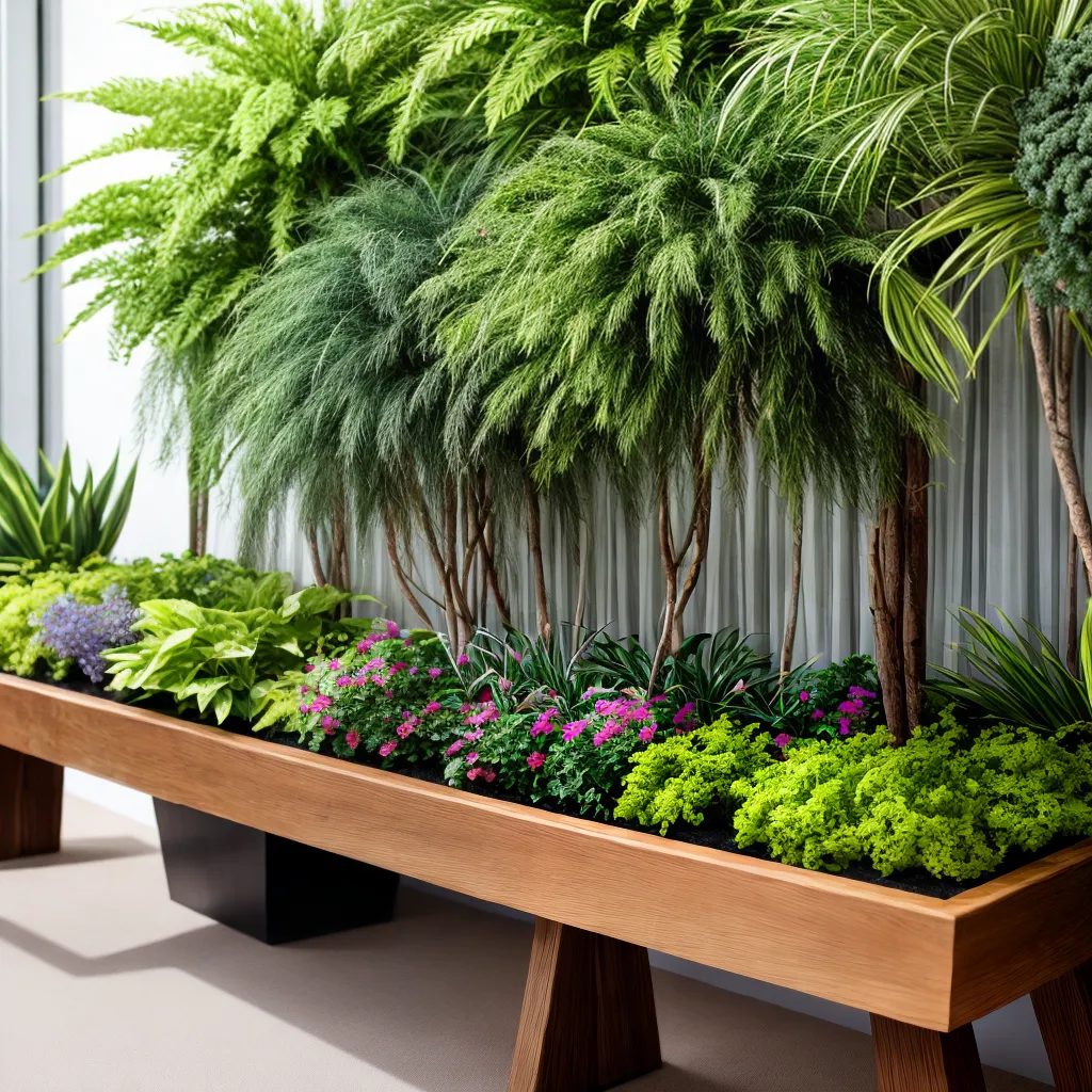 mesa madeira plantas variadas ambiente