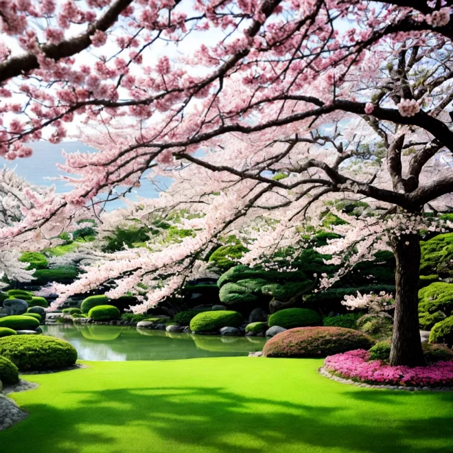 cerejeira flores jardim japones
