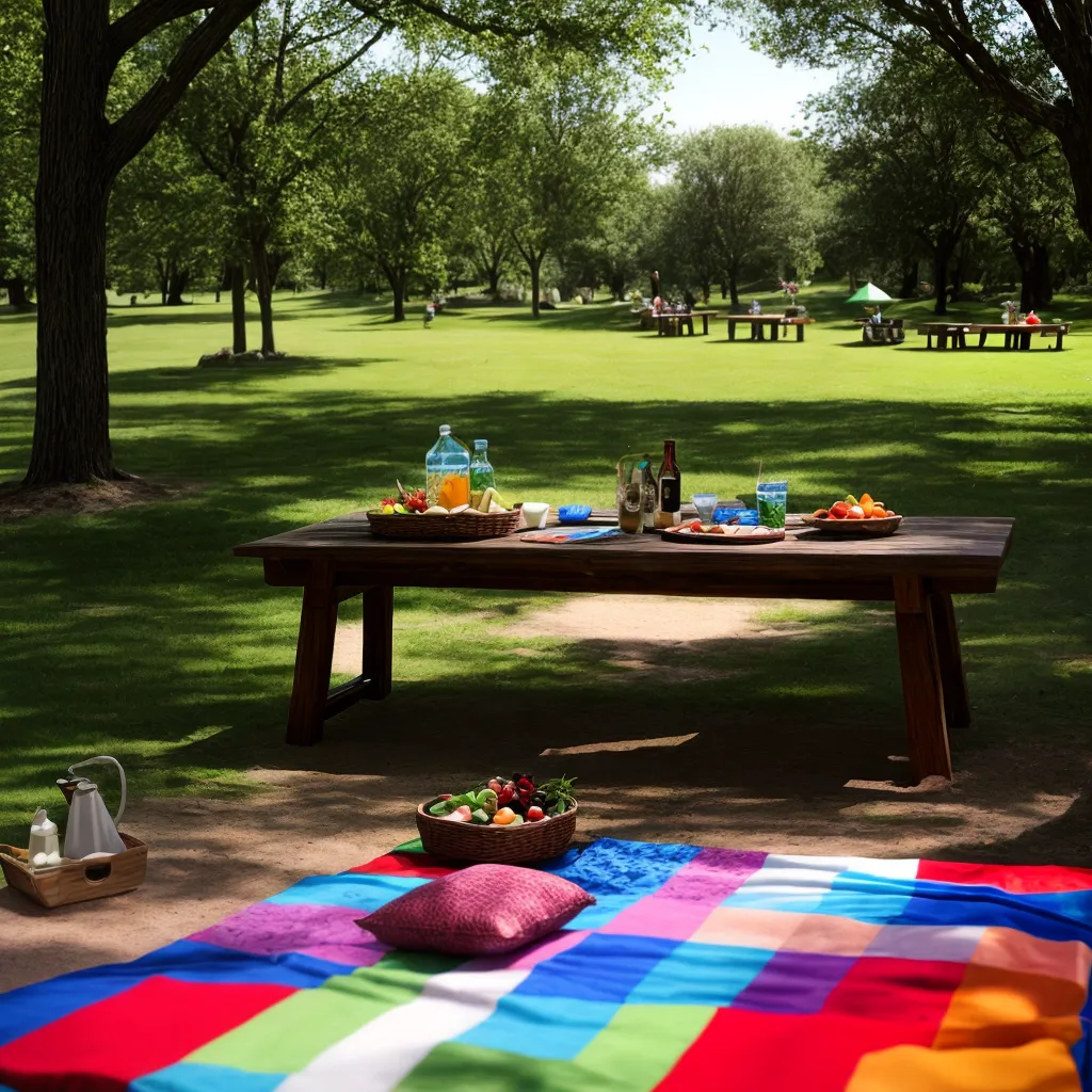picnic colorido parque comida bebida