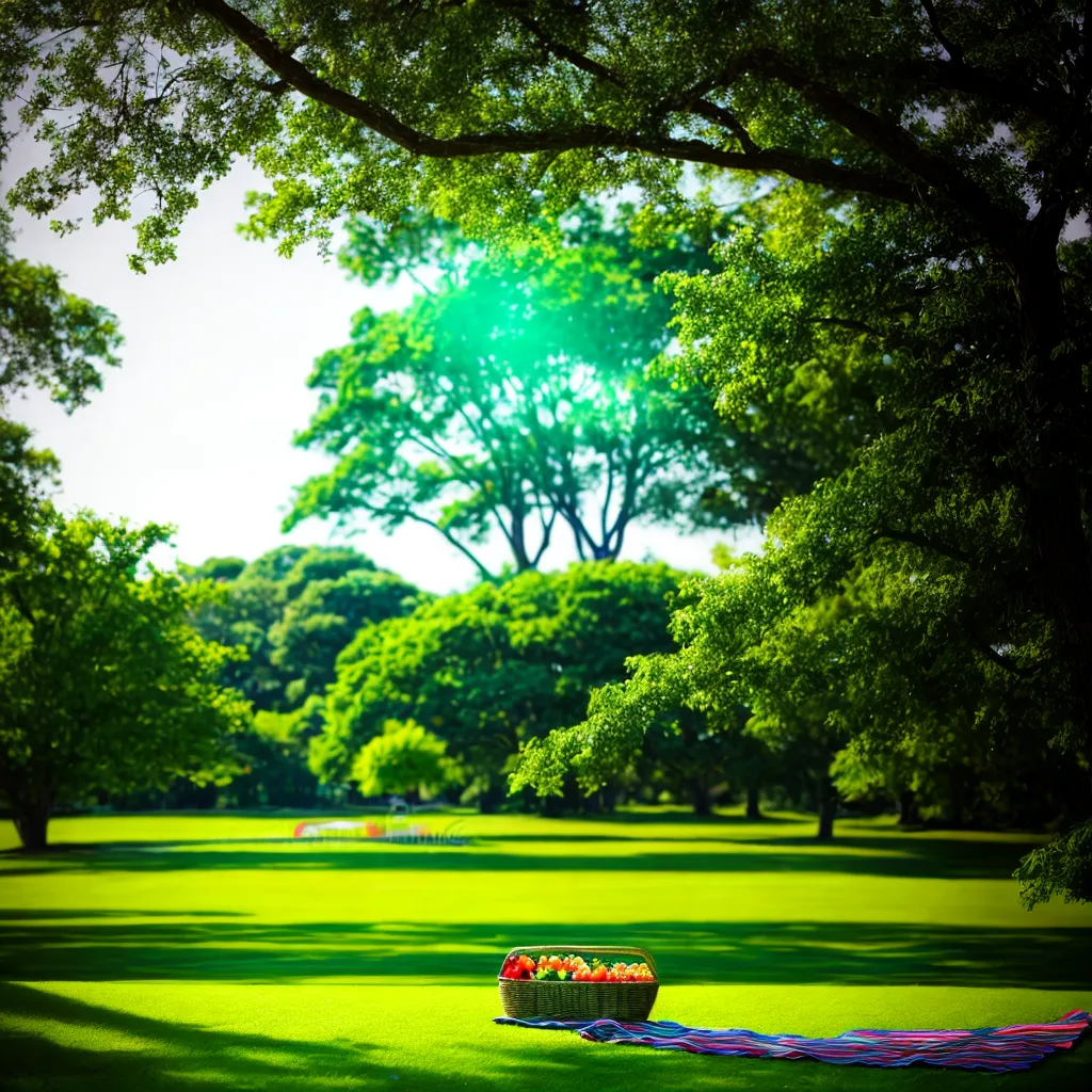 picnic parque verde cesta comida