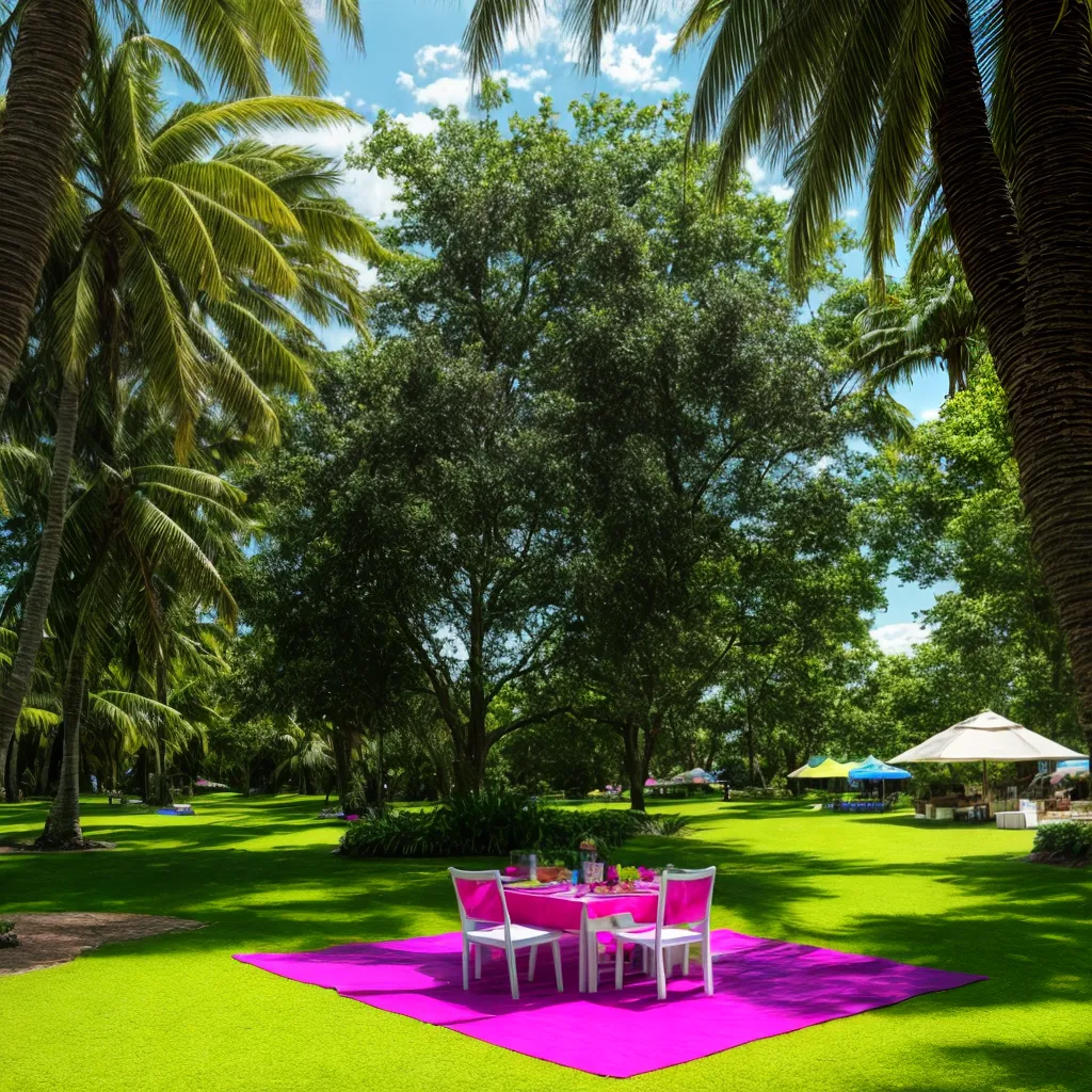 picnic tropical parque cobertor comida